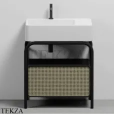 CIELO MARCEL Консоль напольная с ящиком Tinto nero, раковина белый глянец