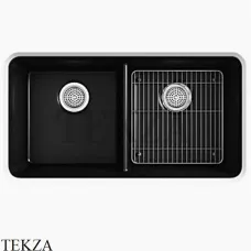 Kohler Cairn Мойка для кухни встраиваемая снизу с двумя чашами, без отверстий, K-8199-CM1, черный матовый