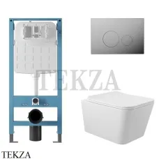 Aqueduto MACIO Комплект унитаза c инсталляцией, кнопка Novo хром глянец AQDS171 Белый глянец