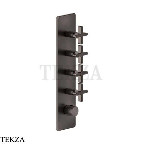 Gessi INCISO WELLNESS Термостат 4 выхода, внешняя часть 58228-707, Black Metal Brushed PVD