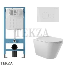 Aqueduto CONE Комплект унитаза c инсталляцией, кнопка Novo белый глянец AQDS179, Белый глянец