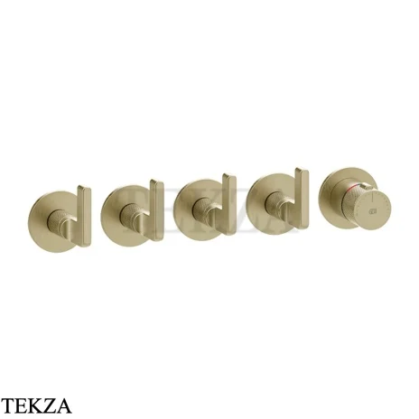 Gessi INCISO SHOWER Термостатический смеситель, 4 потока, внешняя часть 58338-727, Brushed Brass PVD