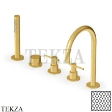 Zucchetti Helm Diagonal Смеситель на борт ванны с гарнитуром ZHL511.XP41G3, brushed gold PVD