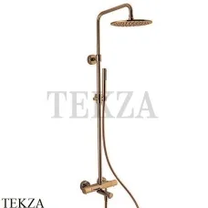 FIMA Carlo Frattini Душевая колонна с термостатом и изливом, верхний душ 250 F4284/R253ZS, Brushed Amber Bronze