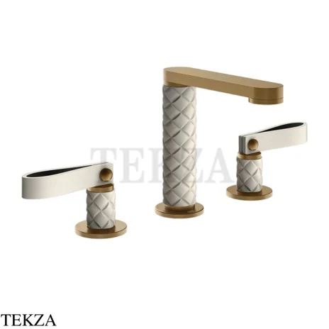 Gessi Pelle Laccetto Смеситель для раковины на 3 отв., без гарнитура, 78414-448, Crème/Deep Bronze Br. PVD