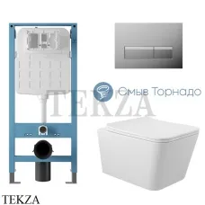 Aqueduto MACIO Plus Комплект унитаза торнадо c инсталляцией, кнопка хром глянец AQDS370T, Белый глянец