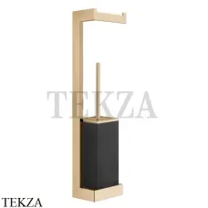 Gessi Rettangolo Стойка настенная с бумагодержателем и ершиком, черный 20868-735, Warm Bronze PVD