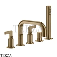 Gessi INCISO Смеситель на борт ванны с изливом, гарнитуром 58040-726, Warm Bronze Br.