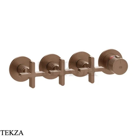 Gessi INCISO SHOWER Термостатический смеситель, 3 потока, внешняя часть 58436-708, Copper Brushed PVD