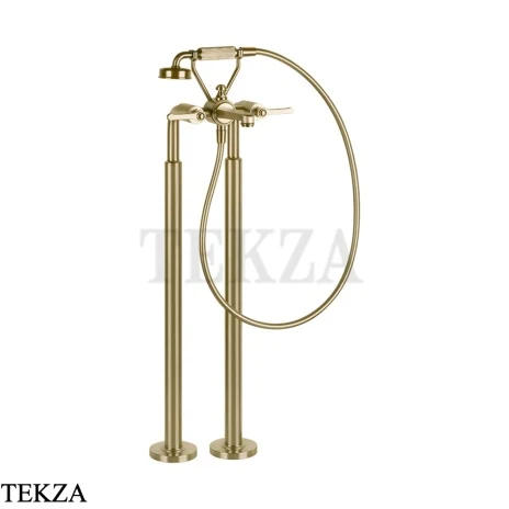 Gessi VENTI20 Смеситель для ванны напольный с гарнитуром 65128-727, Brushed Brass PVD