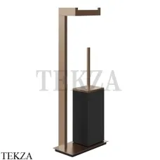 Gessi Rettangolo Стойка напольная с бумагодержателем и ершиком, черный 20934-708, Copper Brushed