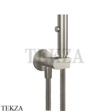 Gessi Гигиенический душ с запорным клапаном, выводом воды и держателем 45124-149, Finox Brushed Nickel