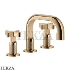 Gessi INCISO+ Смеситель для раковины на 3 отверстия, с донным клапаном 58111-735, Warm Bronze PVD
