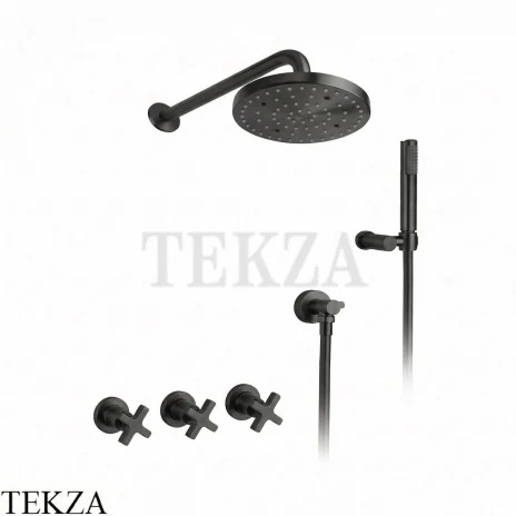 Nicolazzi Monte Croce Душевой комплект, смеситель, верхний душ, ручной душ 2233EXTNKN27, Brushed Black Nickel