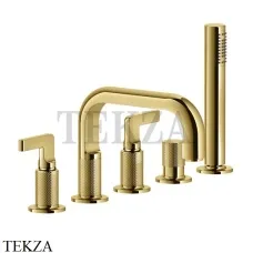 Gessi INCISO Смеситель на борт ванны с изливом, гарнитуром 58040-246, Gold PVD