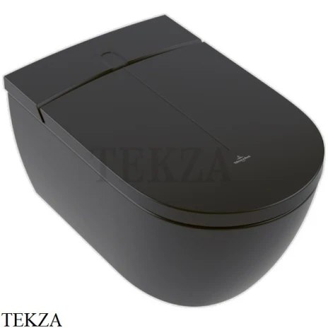 Villeroy & Boch Viclean Унитаз с крышкой биде, без ободка V0E200R7, Pure Black CeramicPlus