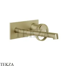 Gessi ANELLO Смеситель для раковины на планке, длинным изливом, внешняя часть 63389-727, Brushed Brass PVD