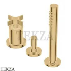 Ritmonio Diametro35 Cross Смеситель на борт ванны, без излива PR53EF201 GOX, Brushed Gold