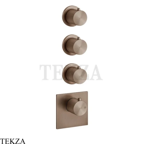Gessi 316 WELLNESS Термостат 3 выхода, внешняя часть 54506-708, Copper Brushed PVD