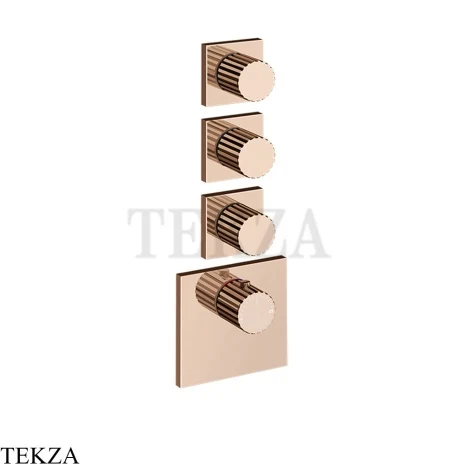 Gessi Incastri Термостат для душа 3 потока, внешняя часть 75306-030, медь глянец