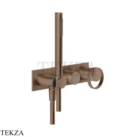 Gessi ANELLO Смеситель для душа 2 потока, с гарнитуром, внешняя часть 63343-708, Copper Brushed PVD