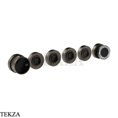 Gessi Perle Термостат для душа на 4 потока, внешняя часть 74736-707, black хром Brush