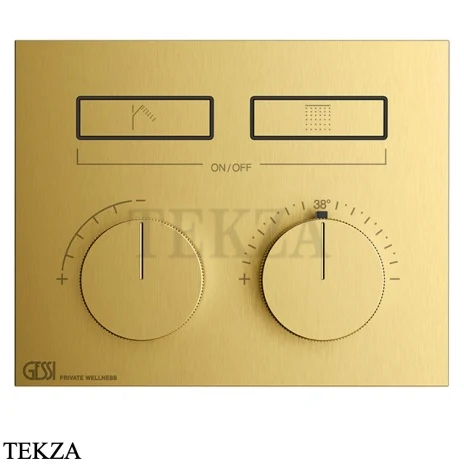Gessi HI-FI Термостатический смеситель на 2 потока, внешняя часть 63004-716, золото Brushed