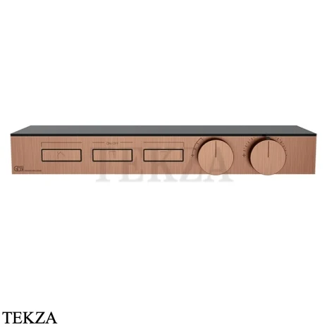 Gessi HI-FI Термостатический смеситель с полочкой, на 3 потока, внешняя часть 63024-708, медь Brushed