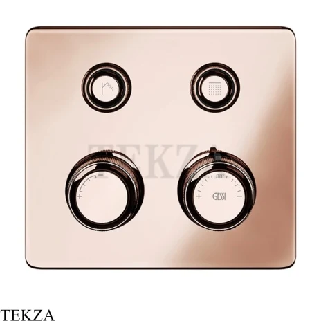 Gessi VENTI20 Термостатический смеситель на 2 потока, внешняя часть 65232-030, Copper PVD