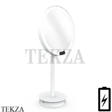Decor Walther Round Just Look SR Косметическое зеркало, 5х увеличение 0121950, от батарейки 0121950, белый матовый