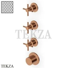Zucchetti Helm Diagonal Термостат для душа на 3 потока, внешняя часть ZHM803.XP91G3, brushed copper PVD