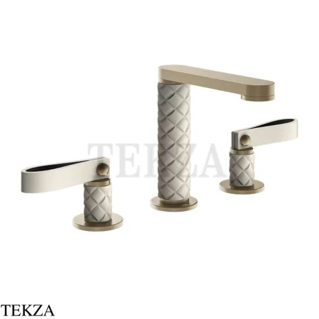 Gessi Pelle Laccetto Смеситель для раковины на 3 отв., без гарнитура, 78414-432, Crème/Finox Br. Nickel