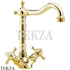 Migliore Revival Смеситель для раковины высокий, с донным клапаном 19514, золото глянец