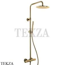 FIMA Carlo Frattini Душевая колонна с термостатом, верхний душ 250 F4285/R256OS, Brushed gold
