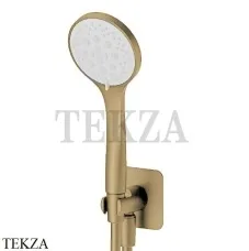 Newform Душевой комплект, душ круглый 3 режима, ABS с выводом 853.59.097, PVD Br. Gold