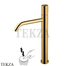 FIMA Carlo Frattini Spillo TECH X Смеситель для раковины, с донным клапаном F3031T/HXSXOS, Brushed gold