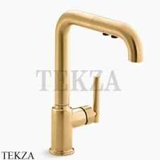 Kohler PURIST Смеситель для кухни с душем, 2 типа струи K-7505-2MB, яркое матовое золото