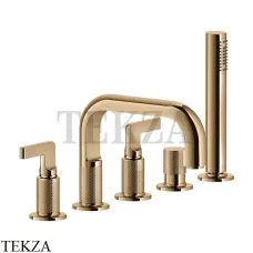 Gessi INCISO Смеситель на борт ванны с изливом, гарнитуром 58040-735, Warm Bronze PVD