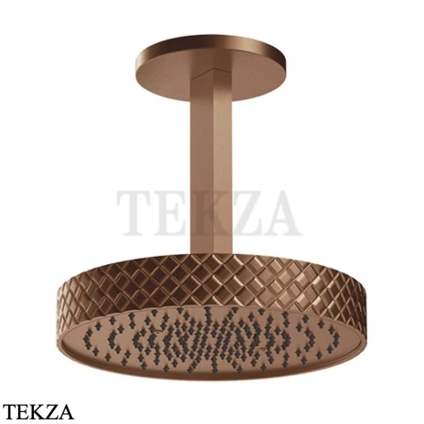 Gessi Pelle Tresse Верхняя лейка D30,5 см с потолочным кронштейном под размер, 78152-708, Copper Brushed PVD
