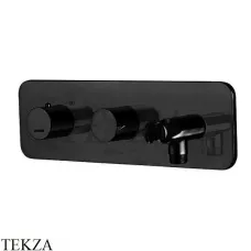 Bossini Teo Термостат для душа 2 потока с держателем, комплект Z005350.073, черный матовый