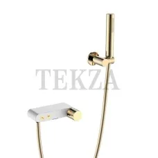Boheme Stick Смеситель для ванны с изливом и гарнитуром Stick 123-WG White DIAMOND Gold