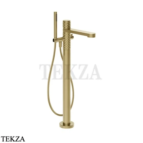 Gessi Pelle Tresse Смеситель для ванны напольный, с гарнитуром, 78028-727, Brushed Brass PVD