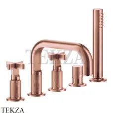 Gessi INCISO+ Смеситель на борт ванны с гарнитуром 58140-708, Copper Brushed