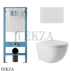 Aqueduto OVO Комплект унитаза c инсталляцией, кнопка хром глянец AQDS208, Белый глянец