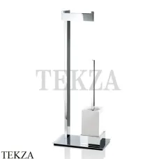 Decor Walther BRICK Напольная стойка с ершиком и бумагодержателем, фарфор 0591300, хром глянец