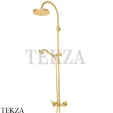 Bossini LIBERTY Душевая колонна со смесителем и гарнитуром L01201.021, Золото глянец