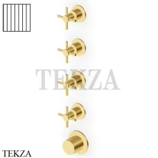 Zucchetti Helm Vertical Термостат для душа на 4 потока, внешняя часть ZHM804.XP41G2, brushed gold PVD