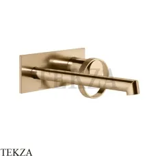 Gessi ANELLO Смеситель для раковины на планке, длинным изливом, внешняя часть 63389-735, Warm Bronze PVD