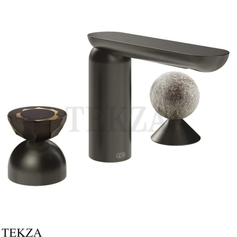 Gessi Perle Смеситель для раковины на 3 отв., без гарнитура 74868-707, black хром Brush