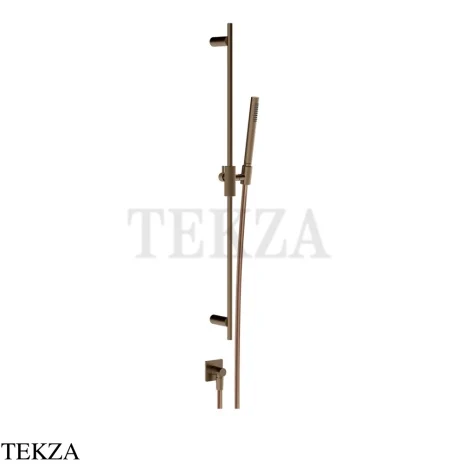 Gessi Inverso Diamantato Штанга в комплекте с душевой лейкой и выводом 73641-761, Coffee Bronze Brushed PVD